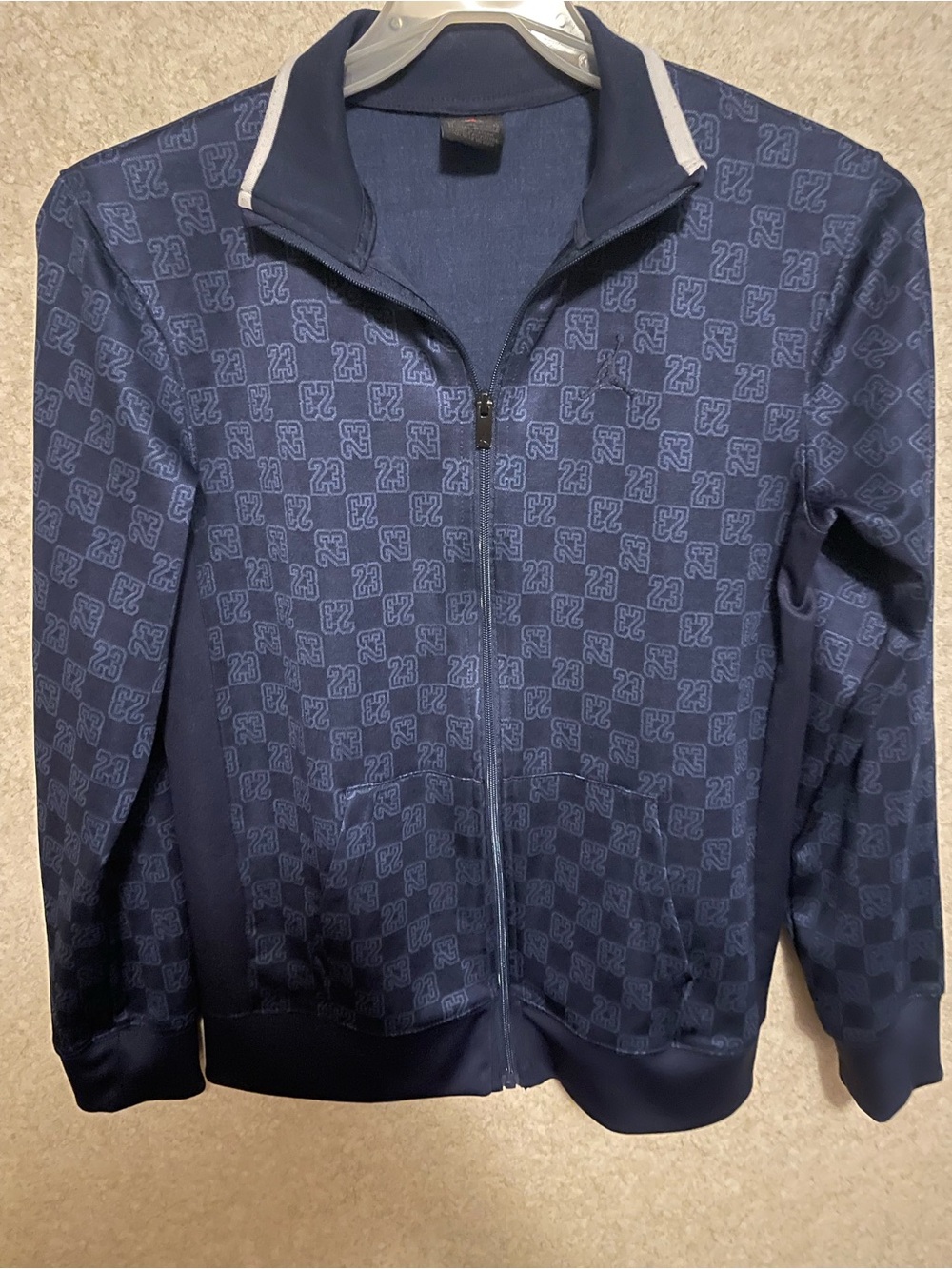 Jordan Navy Tracksuit Jacket with Jumpman Logo and matching joggers. - Picture 2 of 7